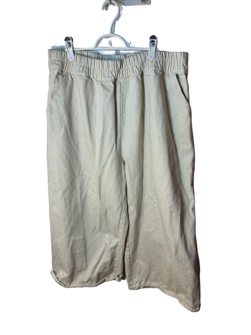 wide leg cropped  Cream Elastic-Waist Casual Pants size 1X velvet heart